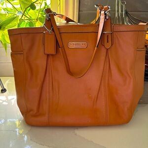 Beautiful orange leather Coach bag!